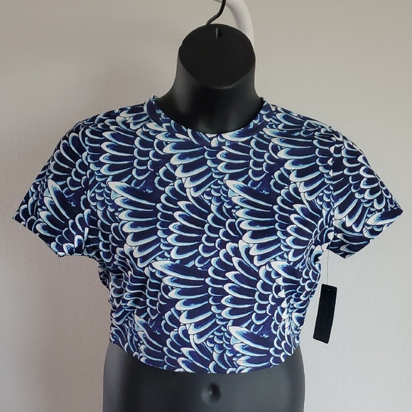 Ed Hardy Tops - Ed Hardy Blue Patterned Women's Crop Top XL New